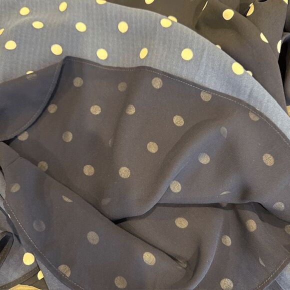 HOBBS London Ayla Spot Fit & Flare Navy Polka Dot Dress Crystal Button Size 10 - Picture 9 of 16